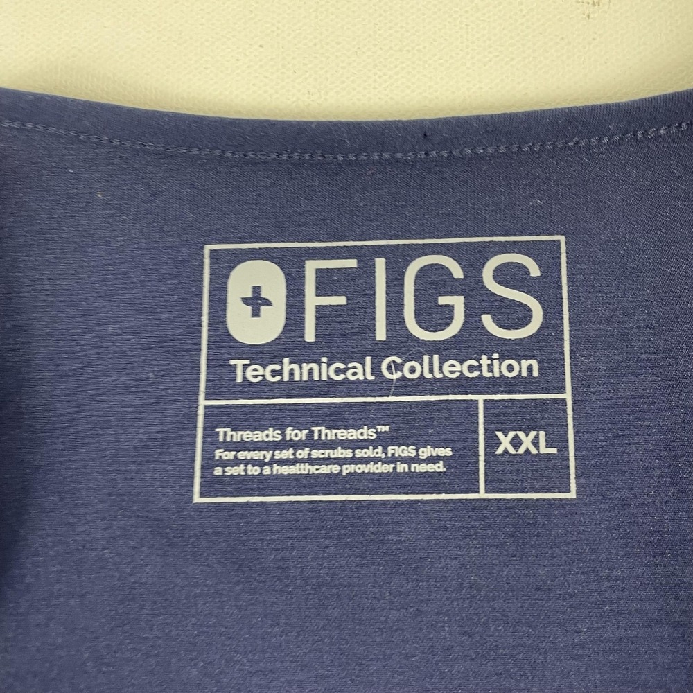 FIGS Shirt Womens XXL Blue V-Neck Short Sleeve Technical Scrub Top Medical - Picture 3 of 11